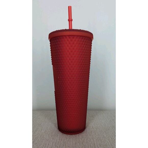 Starbucks 2020 Studded Christmas Holiday Tumbler 24oz Matte Red w/Lid & Straw - Picture 3 of 8